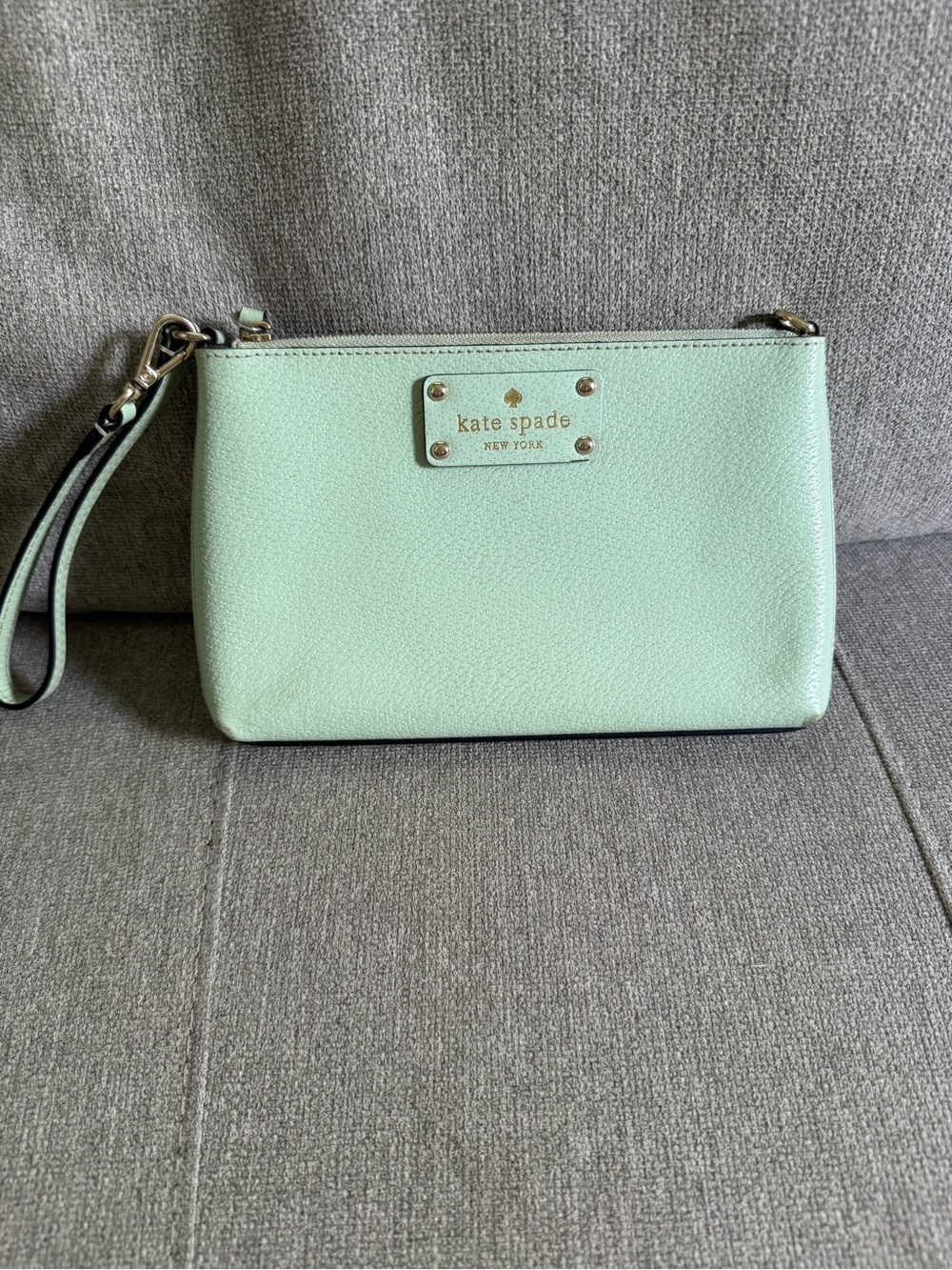 kate spade Mint Green Pebble Leather Wristlet